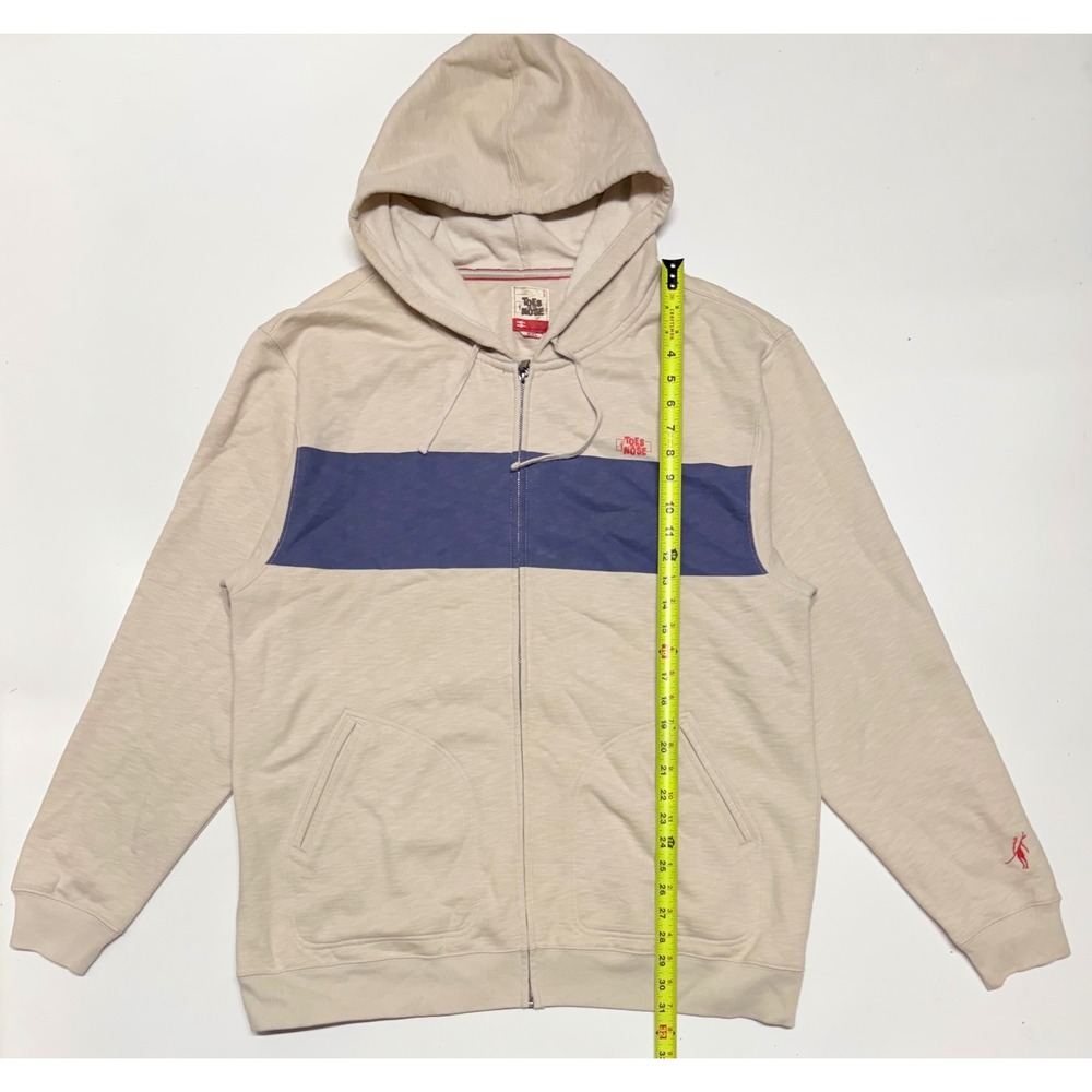 Toes on the Nose Mens XXL Full Zip Hoodie Beige Blue Colorblock Sweatshirt